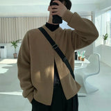 Aidase Cardigan Brown Crewneck Knit Sweater Male Coat Jacket Round Collar Black Men's Clothing Elegant Sweat-shirt Designer Luxury Mode aidase-shop