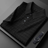 Aidase Luxury senior waffle jacquard knitting T-shirt for men summer fashion Korean version lapel casual short sleeve polo shirt aidase-shop