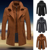 Aidase winter outfits men 2024 Casual Overcoat for Autumn Winter Men's Jacket Solid Color Fake Two Piece Zipper Buttons Coat Long Sleeves Leisure aidase-shop