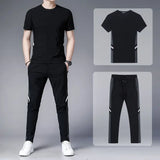 Aidase Men's Top Pants Sets Fashion Sports Suits Kpop Sweatpants Xl Clothing Cool No Logo Man T Shirt Polyester Slim Fit Chic Tracksuit aidase-shop