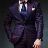 Aidase Elegant Mens Suits 2024 Formal Peaked Lapel Slim Fit Suit Purple Tuxedo Groom 2 Piece Set Wedding Suits For Men (Jacket+Pant)