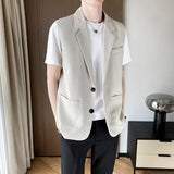 Aidase Suit Vest Men Slim Fit Fashion Social Mens Dress Vest Korean Business Casual Solid Color Vest Mens Office Formal Vest S-3XL aidase-shop