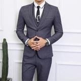 Aidase Men's Striped Suit Three-piece Large Size 6XL British Style Gentleman Business Banquet Wedding Host Fashion Quality Formal Suit aidase-shop