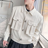 Aidase Men Autumn Winter Solid Color Street Functional Jackets Genderless Essential Multi-Pocket Workwear Style Bomber Jackets Unisex aidase-shop