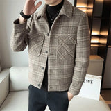 Aidase Male Coats Short Plaid Winter Sales of Men's Wool & Blends Jackets Clothing Fashion New in Vintage Aesthetic Harajuku Deals aidase-shop