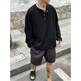 Aidase Big Size Unicolor T Shirts for Men Baggy Pullover Plain Oversize Male Clothes Long Sleeve Tops Polyester It Elasticity Japan Y2k aidase-shop