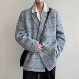 Aidase Double Breasted Men's Coat Loose Thickened Tweed Suit Spring Autumn Casual Korean Fashion Male Blazer aidase-shop