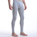 Aidase Long Johns Mens Underwear Pant Solid Cotton Mens Leggings Sexy Bulge Pouch Winter Warm Thermal Pants Tight Underpants