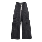 Aidase High Street Men's Jeans Fashion Vintage Wide Leg Gradient Denim Pants Trend Worn Out Streetwear Tide Overalls aidase-shop