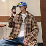 Aidase Casual Plaid Shirt Mens Clothing Blouse Fashion Long Sleeve Shirt Streetwear Harajuku Color Block Plaid Shirt Male Korean Shirts aidase-shop