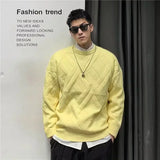 Aidase Pullovers Male Warm Knitwear Fleeced Round Collar Solid Color Men's Knit Sweater Crewneck Korean Reviews Clothes Designer Style