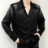 Aidase Men Sexy Diamond Shoulder Pad Shirt Autumn Genderless Fashion Lazy Style Nightclub Performance Loose Long Sleeve Shirt Unisex aidase-shop