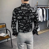 Aidase Elegant Fashion Harajuku Slim Fit Ropa Hombre Loose Casual Sport All Match Outerwear Pointed Collar Printed Long Sleeve Blusa aidase-shop