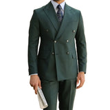 Aidase Classic Green Suits for Men Double Breasted Formal Business Blazer Wedding Groom Slim 2 Piece Jacket Pants Costume Homme aidase-shop