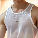 Aidase Sexy Mesh See Through Tank Tops Men Sleeveless O Neck Breathable Fashion Vest Men 2024 Summer Fashion Solid Color Mesh Camisole aidase-shop