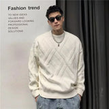 Aidase Pullovers Male Warm Knitwear Fleeced Round Collar Solid Color Men's Knit Sweater Crewneck Korean Reviews Clothes Designer Style