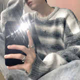 Aidase Autumn Clothing Men's Knitted Light Luxury Pullovers Sweater Korean Vintage O Neck Striped Long Sleeve Knitwear New aidase-shop