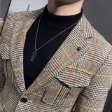 Aidase Spring Men Plaid Blazers British Printed Wedding Business Casual Blazer Suit Jacket Male Formal Blazers Plus Size S-3XL aidase-shop