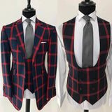 Aidase Plaid Men Wedding Suits Notched Lapel Tuxedos Slim Fit 2 Pcs Jacket Vest For Groom Business Party Prom Custom Made aidase-shop