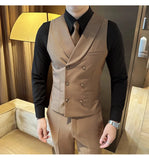 Aidase High Quality Double-Breasted Solid Men Vest Coat Korean Style Business Slim Fit Male Waistcoat Groom Wedding Dress Suit Vests aidase-shop