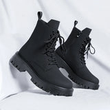 Aidase Winter Men's Shoes High Top British Motorcycle Leather Boots Men Thick Sole Trend Chelsea Boots Mens Casual Shoes platform boots aidase-shop