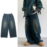 Aidase Retro Denim Set Men Loose Vintage Cowboy Hooded Pullover +wide-leg Jeans Male 2-piece Set Japanese Street Spring Autumn Suits aidase-shop