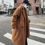 Aidase Lamb Wool Big Thickened Long Coat Men's Winter Particle Wool Large Size Padded Jacket Hong Kong Style Unisex Warm Windbreaker aidase-shop