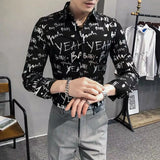 Aidase Elegant Fashion Harajuku Slim Fit Ropa Hombre Loose Casual Sport All Match Outerwear Pointed Collar Printed Long Sleeve Blusa aidase-shop