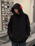 Aidase Men Solid Color Oversize Hoodie Retro Harajuku Hooded Sweatshirt Double Layered Design Loose Winter Thicken Quality Tops Women aidase-shop