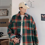 Aidase Harajuku Long Sleeve Plaid Shirts Men Big Size M-5XL Autumn Chic Loose Vintage High Street All-match Gentleman Camisa aidase-shop