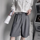 Aidase Summer Suit Shorts Men Fashion Social Mens Dress Shorts Korean Loose Business Casual Shorts Mens Grey Black Office Formal Shorts aidase-shop