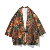 Aidase 2025 Summer Men Japanese Kimono Cardigan Men Samurai Costume Kimono Flower Pattern Shirt Yukata Outer Cover Cosplay Shirts