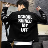 Aidase Men's Denim Jacket Short Rivet Casual Slim White Male Jean Coats Korea Lxury Washed in Lowest Price Size L of Fabric Rock Joker aidase-shop