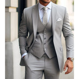 Aidase Luxury Men's Suits Bespoke Grey Costume Homme Slim Fit Formal Wedding Outfits 3 Piece Jacket Pants With Vest Custom Made 2024 aidase-shop