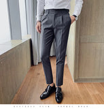 Aidase Four Season belt Buttoned Calf Pant Men Pantalon De Vestir Hombre Casual Luxury Business Pant Trouser Pant For Man straight pant aidase-shop