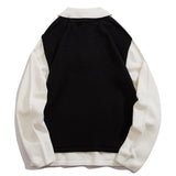 Aidase Hop Hip Streetwear Knitted Sweater Fake Collar Men Embroidery Harajuku Oversize Pullover Male Women Loose Black aidase-shop