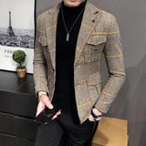 Aidase Spring Men Plaid Blazers British Printed Wedding Business Casual Blazer Suit Jacket Male Formal Blazers Plus Size S-3XL aidase-shop