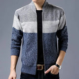 Spring Winter New Men's Cardigan Single-Breasted Fashion Knit  Plus Size Sweater Stitching Colorblock Stand Collar Coats Jackets aidase-shop