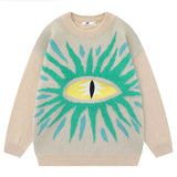 Hip Hop Oversized Ugly Knitted Sweaters Men Harajuku Eye Pattern Embroidery Jumper Retro Casual Loose O-Neck Y2K Pullover Unisex