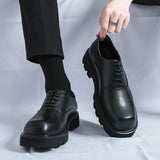 61.58Aidase Men Japan Karajuku Korean Style Fashion Streetwear Thick Platform Casual Patent Leather Shoes Male Lace Up Dress Leather Shoes aidase-shop