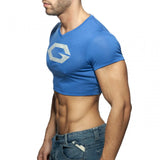 Aidase Mens Male Club Round Neck T-Shirt Printing Crop Tops Summer Gym Running Sportswear Club Sexy Skinny Short Sleeve Cosplay Costume aidase-shop