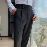 Aidase British Style Autumn New Solid High Waist Trousers Men Formal Pants High Quality Slim Fit Business Casual Suit Pants Hommes aidase-shop