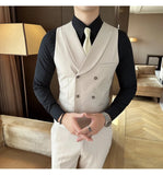 Aidase High Quality Double-Breasted Solid Men Vest Coat Korean Style Business Slim Fit Male Waistcoat Groom Wedding Dress Suit Vests aidase-shop