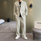 Aidase Fashiion Ivory Loose Suits For Men Boyfriend Clothing 2024 New Casual Jacket Pants 2Pcs Set Custom Made Male Wear costume homme