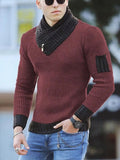 Aidase 2024 New Pullover American Men's Scarf Collar Sweater Knitted Sweater Long Sleeved Knitwear Men Women Spliced Sweater Jacket aidase-shop