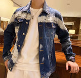 Aidase Hole Letter Label Printing Fashion New Men's Denim Slim Fit Bomber Jacket Men Autumn Casual Hip Hop Denim Jacket aidase-shop