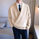 Mens Sweaters Autumn Winter Fashion Big V-neck Personality Knitted Sweater Men's Casual Loose Pullovers Sweaters Male Coat aidase-shop