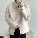 Aidase Korean Style Men's Jackets Pockets Turn-down Collar Single Breasted Solid Color Male Coats New Autumn Fashion aidase-shop