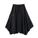 Aidase Men Ribbon Dark Black Wide Leg Pants Male Women Japan Streetwear Punk Gothic Harem Trousers Kimono Skirt Pants aidase-shop