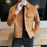 Aidase winter outfits men Autumn Winter Suede Jacket for Men Solid Color Casual Business Lapel Jackets Slim Fit Thickened and Warm Social Streetwear Coat aidase-shop